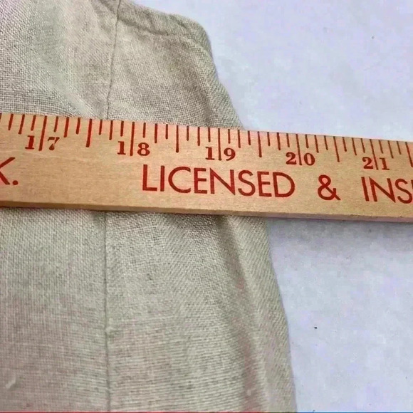 LL.Bean 100% Linen Oatmeal Color Sleeveless Button up Dress Measurement Included - Picture 7 of 10